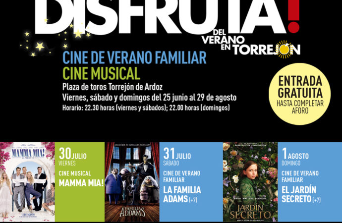 Cine de verano gratuito en Torrejón este viernes 30, sábado 31 y domingo 1 de agosto