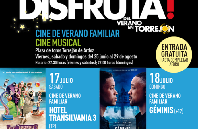 Cine de verano familiar y gratuito en Torrejón este fin de semana con «Hotel Transilvania 3» y «Géminis»