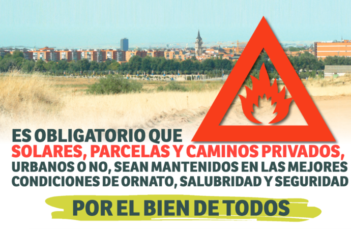 El Ayuntamiento de Alcalá informa de la necesidad de desbrozar parcelas y senderos de titularidad privada para evitar peligro de incendio 