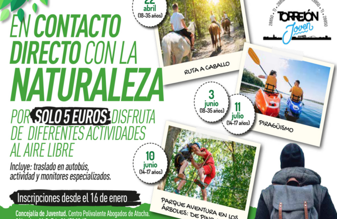 “Parque aventura en los árboles” y piragüismo en el programa “Aula de Ocio y Naturaleza” de Torrejón