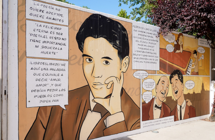 Nuevo mural del artista torrejonero, Alon, para la Biblioteca Central Federico García Lorca