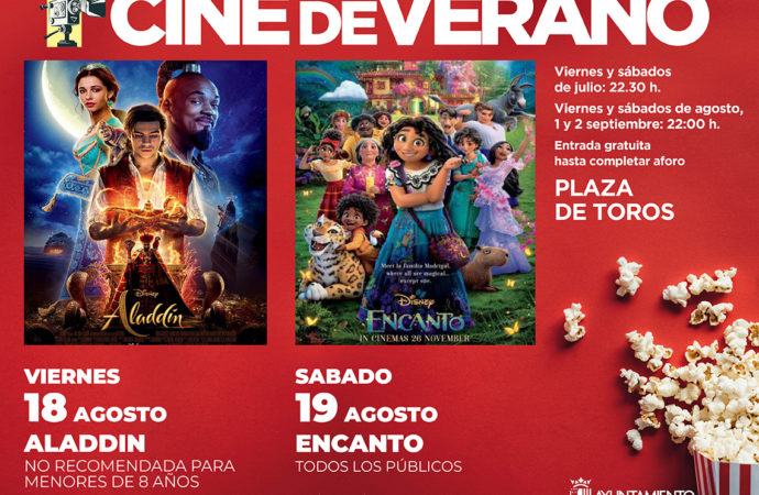 Cine de Verano gratis en Torrejón este fin de semana: Aladdin y Encanto