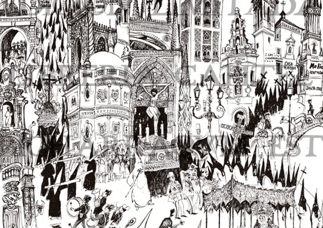 Salen a la luz dibujos desconocidos de la Semana Santa de Sevilla con los Quijada y Alcalá como protagonistas