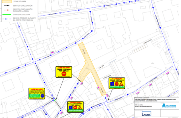 Nuevas obras de peatonalización en el centro de Alcalá que afectarán al entorno de la calle San Julián