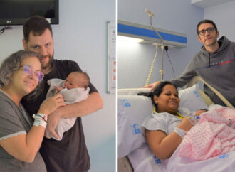 Noa Valeria y Eric, la primera bebé de 2025 y el último de 2024, en el Hospital de Alcalá de Henares