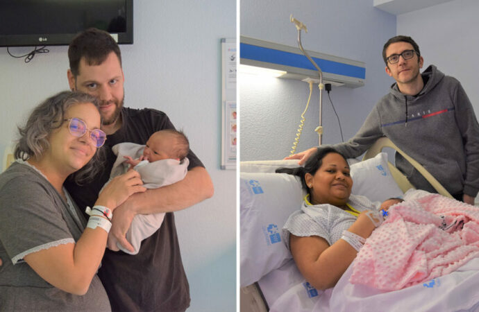 Noa Valeria y Eric, la primera bebé de 2025 y el último de 2024, en el Hospital de Alcalá de Henares