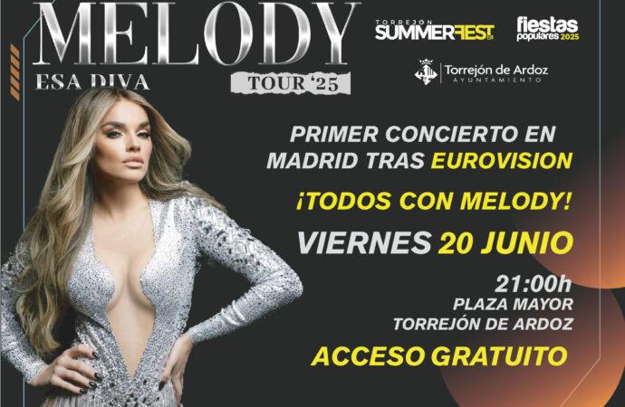 Melody, tercer concierto confirmado de las Fiestas Populares, dentro de Torrejón Summer Fest 2025, que se suma a Nicky Jam y Dani Fernández