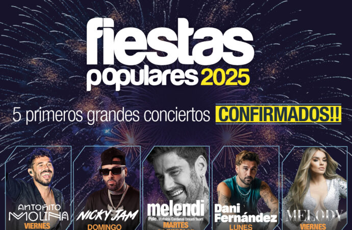 Melendi, Nicky Jam, Dani Fernández, Antoñito Molina y Melody, los 5 grandes conciertos confirmados de las Fiestas Populares 2025