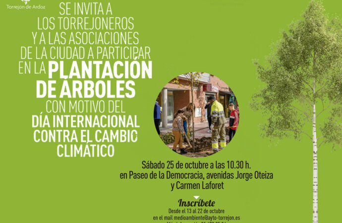 Este miércoles día 22 termina el plazo para inscribirse y participar en la plantación de árboles de Torrejón