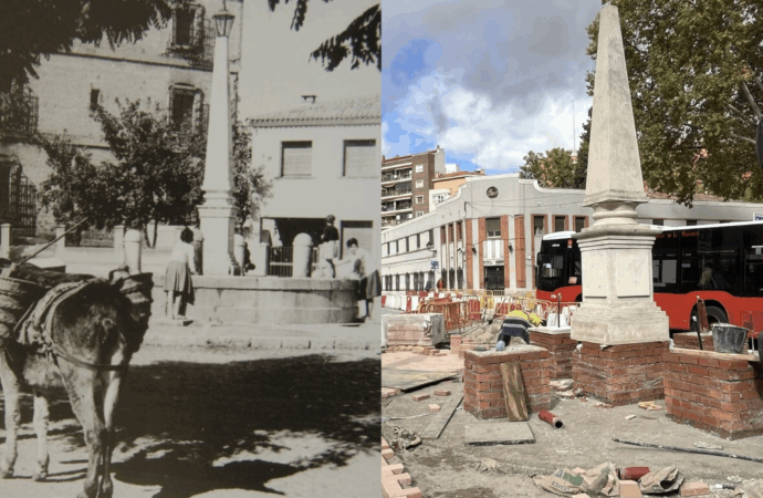 La Fuente de los Cuatro Caños de Alcalá recupera su lugar histórico y vuelve a presidir su plaza