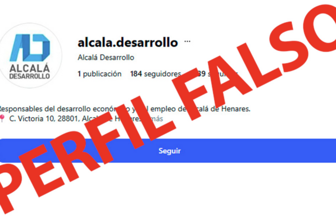 Cuidado con un perfil falso en redes sociales que suplanta al organismo público Alcalá Desarrollo