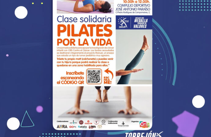 Este domingo, 8 de febrero, clase solidaria de Pilates en Torrejón para apoyar la investigación del cáncer infantil