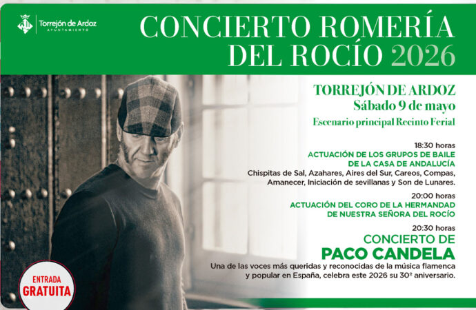 La Romería del Rocío de Torrejón contará con el concierto gratuito de Paco Candela el 9 de mayo