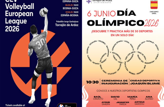 Este sábado 6 llega a Torrejón el Día Olímpico en la CD Joaquín Blume y la Liga Europea de Voleibol, en el Pabellón Jorge Garbajosa