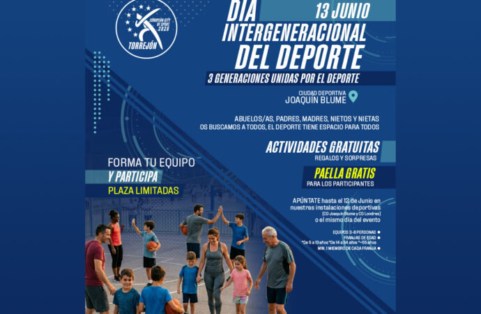 Este sábado, 13 de junio, la CD Joaquín Blume de Torrejón acoge una Jornada Intergeneracional del Deporte