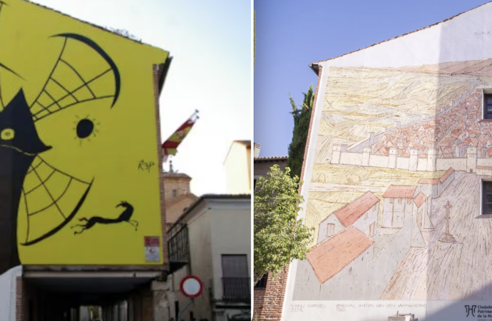 Así es el nuevo mural que sustituye al mural cervantino en la plaza de los Santos Niños de Alcalá