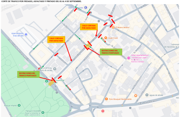 Cortes de tráfico en Alcalá: atención a la calle Daoiz y Velarde y la rotonda de Cánovas del Castillo con Torrelaguna