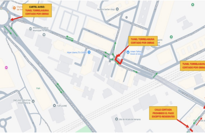 A partir del lunes 28 de septiembre, el túnel de Torrelaguna de Alcalá quedará cortado al tráfico en ambos sentidos